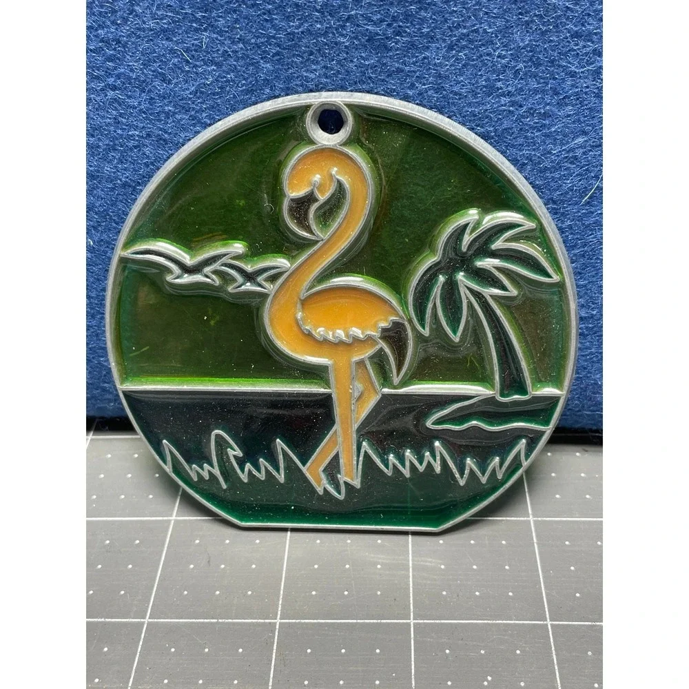 Suncatcher‎ Flamingo Beach Palm Birds Vintage
